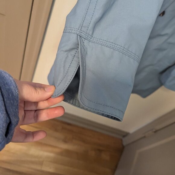 Eddie Bauer Trench Rain Coat Weatheredge Long Knee Length Blue Size Large - Picture 6 of 8